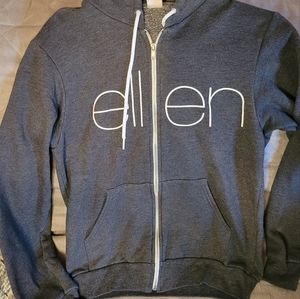 Ellen Degeneres, women's zip up hoodie. Size S, gray.